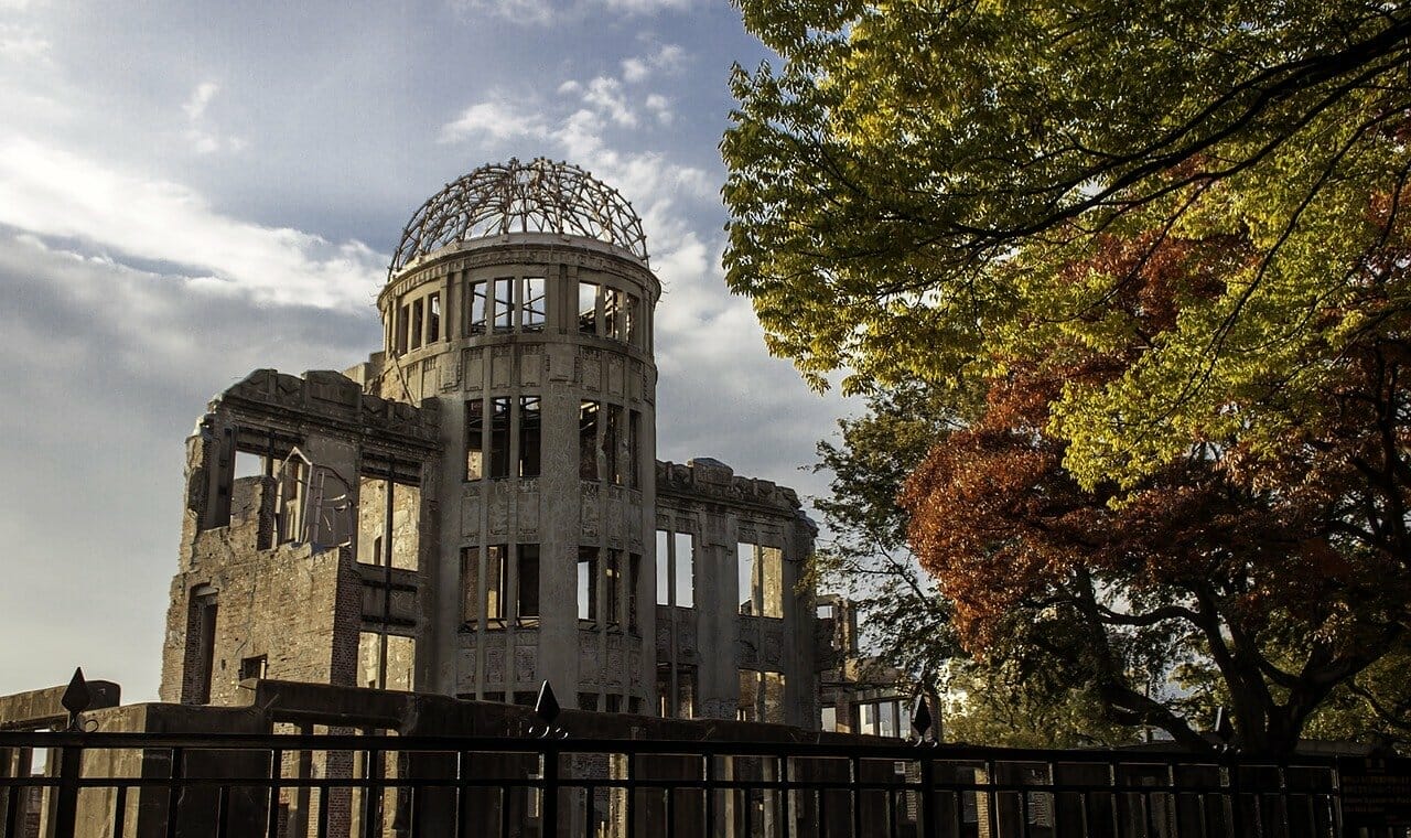 japan-peace-dome <span style="color: #ffffff;">The A-Bomb Dome is the skeletal ruins of the former Hiroshima Prefectural Industrial Promotion Hall.<br />It is the building closest to the hypocenter of the nuclear bomb that remained at least partially standing.</span>