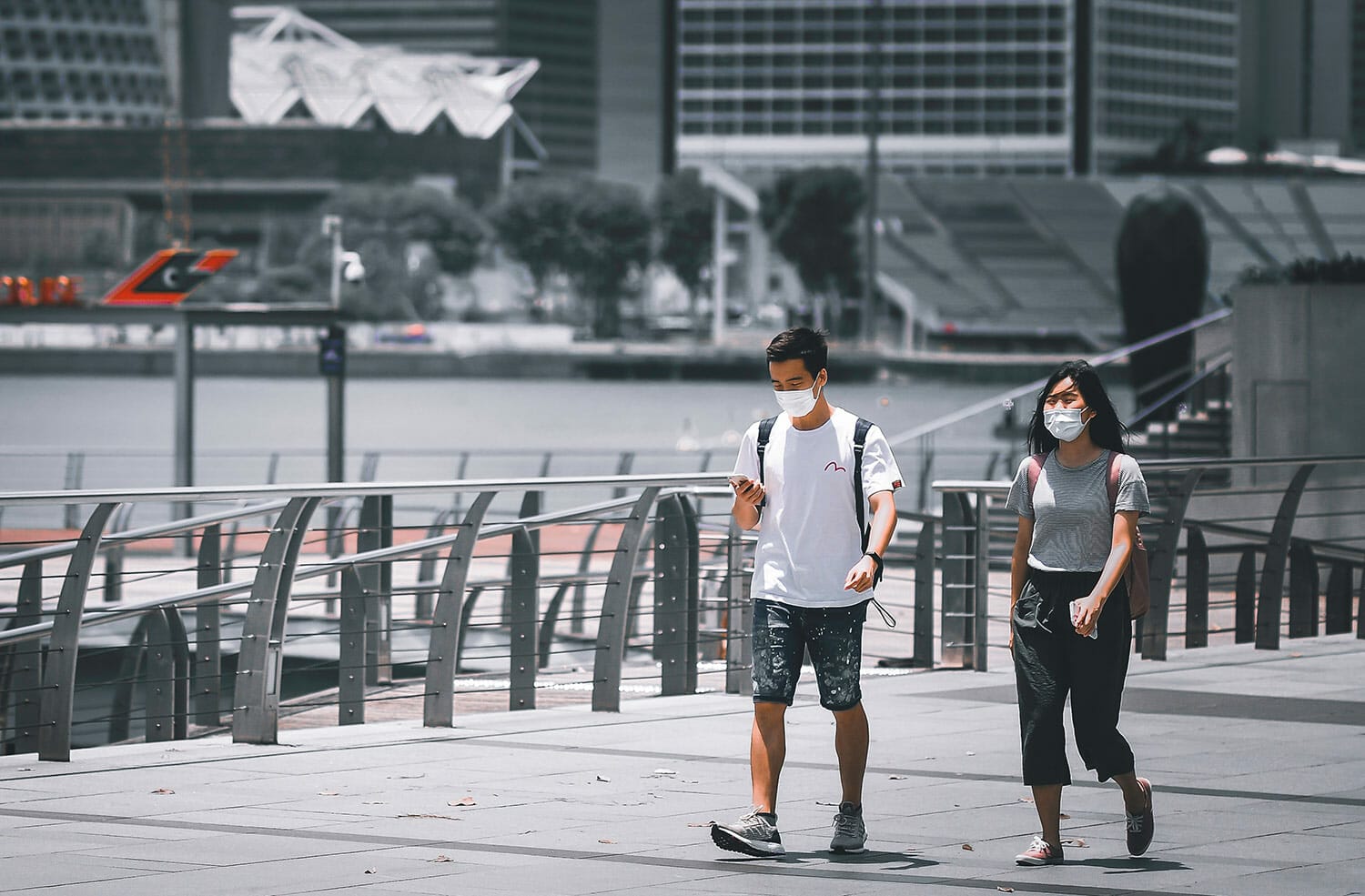 Marina Bay, Singapore. As of 9 August 2020, there are a total of 55,104 confirmed cases, with 48,915 recoveries and 27 deaths. (MOH Singapore)